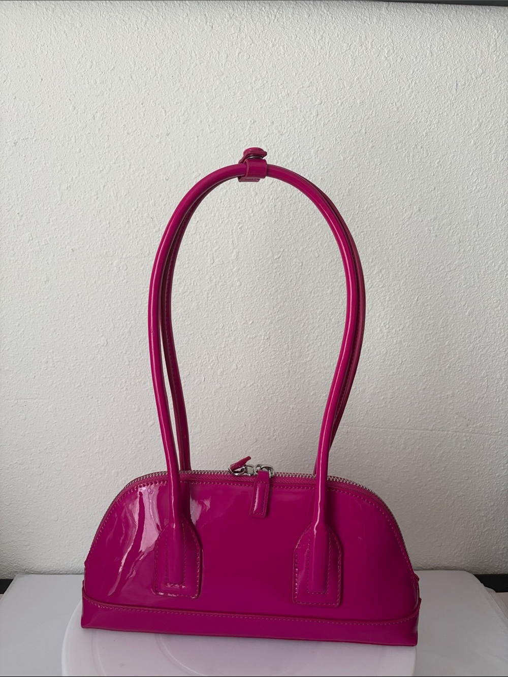 Zara Glossy Fuchsia Patent Shoulder Bag - Picture 3 of 11